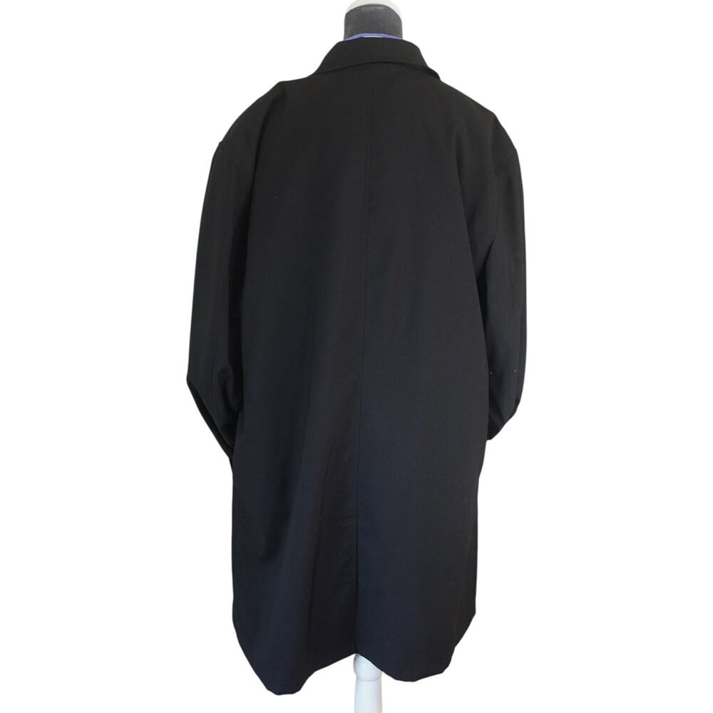 111 State Black Trench Coat Men’s Large Notch Lapel Long Coat Lightweight - Picture 2 of 11
